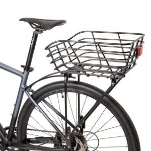 랙이 있는 리어 자전거 바구니 - 디스크 브레이크/비디스크 브레이크 마운트용 고정 바구니가 랙 화물 투어링 장착 26 u201D-29 u201D 및 700c