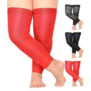 남성 및 여성용 MGANG 풀 레그 컴프레션 슬리브, 허벅지 높이 20-30mmHg, 종아리 무릎 지지용 스타킹, , 달리기, 스포츠, 1켤레, 레드 XXL