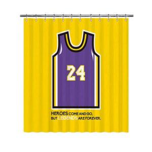 KafePross #24 농구 영웅 의상: 의 전설 샤워 커튼 옐로우 72x66인치, 12개 스포츠 팬 남성 소년 10대를 위한 유니폼 선물
