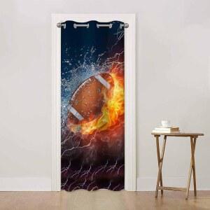 하시아단 미식축구 출입구 커튼 불타는 불의 물 튀기는 1 패널 34인치 W X 80인치 L 도어 드레이프 주방 레스토랑 침실 거실용