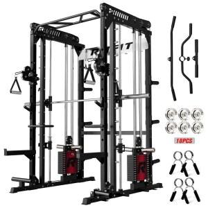 케이블 크로스오버 시스템, 가정용 체육관용 다기능 스쿼트 랙 파워 케이지, 및 패키지가 포함된 RitFit M1 Pro Smith 기계