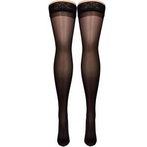 여성용 누빈 시어 컴프레션 스타킹, 15-20mmHg 지지대, 미디엄 데니어, 허벅지 높이, 클로즈드 토, 블랙, 스몰