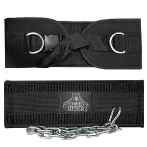 웨이트 팅용 그립 딥 벨트, 풀업용 턱걸이용 역도 스틸 체인, 8mm 패딩 지지대, 전통적, 플라스틱 또는 금속 버클 - 블랙