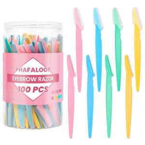파팔루프 100개 여성용 눈썹 면도기 및 얼굴 면도기, 안전하고 초보자 친화적인 보호 커버 더마플랜닝 도구