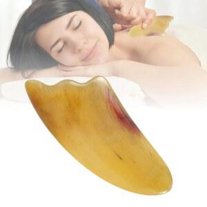 과샤 스크래핑 마사지 도구, 얼굴 및 바디 스킨 케어를 위한 내추럴 혼 보드 깊은 조직 마사지기 근육 스크레이퍼 턱선 조각 감소 (1PC)