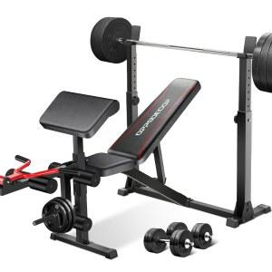 스쿼트 랙 설교자 컬 웨이트 벤치와 다리 벤치 프레스 세트 홈 헬스장 전신 운동을 위한 OPSDECOR 900LBS