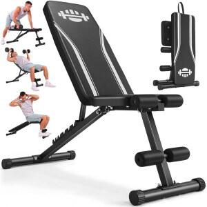 홈 헬스장용 ANCHEER 기본 웨이트 벤치, 헬스장 근력 운동을 위한 660LBS 패스트 접이식 운동 벤치 프레스, 8개의 조절 가능한 등받이 경사/평탄/감소 전신 - 새로운 버전