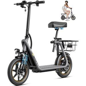 Jasion JS3 /PRO 전동 스쿠터(시트 ), 650/850W 모터, 20/25마일 레인지 스쿠터, 최대 속도 20/25MPH, 반려동물 및 화물용 접이식 E-스쿠터, 듀얼 디스크 브레이크