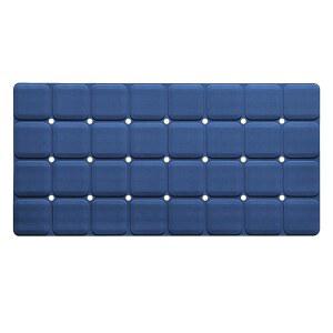 흡입 컵이 있는 웨 실리콘 욕조 매트 u2013 미끄럼 방지 접이식 및 샤워 매트, 가족용 대형 배수구가 내구성 빠른 건조 안전 28인치 x 14인치 네이비 블루