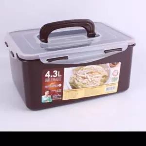밀폐용기 20호(초코)4.3L 직사각 쿨맥시 유리반찬통 스텐밀폐용기