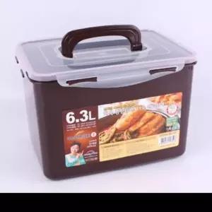 밀폐용기 21호(초코)6.3L 직사각 쿨맥시 유리반찬통 스텐밀폐용기