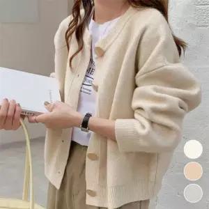 여성 빅버튼가디건 금장 따뜻한 보들보들 니트