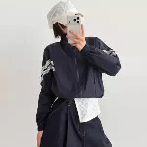 [유야]여성 레이스 배색 바람막이 점퍼 자켓 -FJK0115- 봄 여름