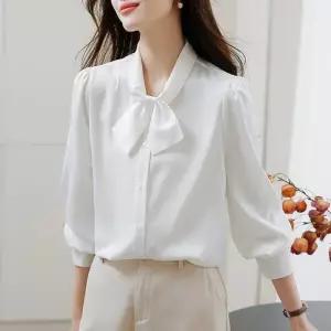 [몽벨리즈]헬렌리본샤틴블라우스 mde2302778