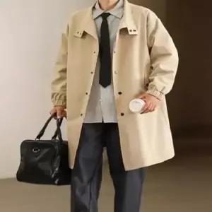 하프 캐주얼 남자코트 트렌치 봄가을 차이나 싱글 오버사이즈 칼라 코트 원템3