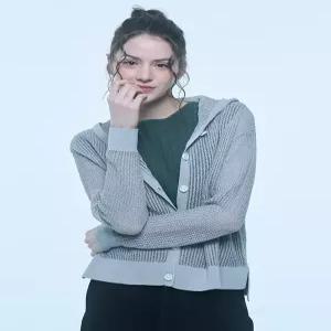 [유닛]린넨 블렌디드 버튼형 스카시 후드 가디건 (UFKKCA258N-GREY)