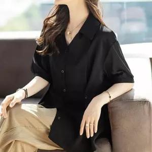 [핑크엘리제]셔츠넥 페미닌 단추포인트 라르델라블라우스