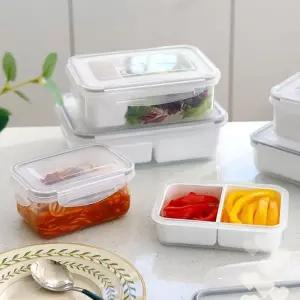 [에스에스리빙][4종세트] 카밀리아 나눔 찬통 반찬통 직사각 2칸 3칸 4칸 도시락 밀폐