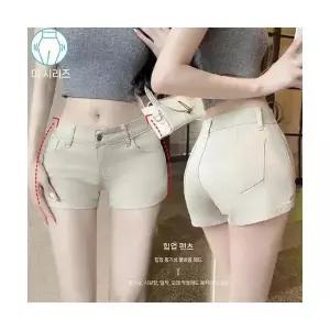 뚜에스틸로 여성 청반바지 청바지 바지 베이지 하프 청 여름 슬림핏 캐주얼 반 ADOR2