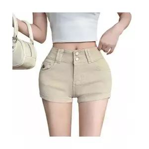 뚜에스틸로 여성 청반바지 청바지 바지 풍성한 고탄력 데님 반 핫팬츠 여름 ADOR2