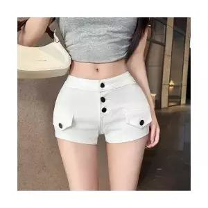 뚜에스틸로 여성 청반바지 청바지 빈티지 핫팬츠 하이웨스트 풍성한 데님 반바지 여름 슬림핏 ADOR2