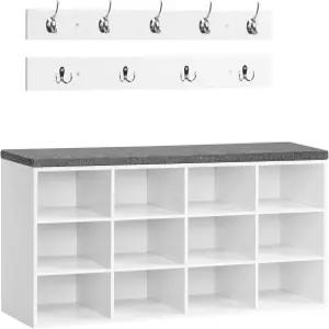 쿠션이 있는 후브로 신발 보관 벤치 큐비 12개가 39.4인치 L 입구 수납이 가능한 홀 트리 복도용 코트 랙이