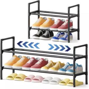 옷장용 키슈어 신발장 - 입구용 확장형 휴대용 손잡이가 있는 방청 신발 정리함 검은색 17.3 30.2 L x 16.3