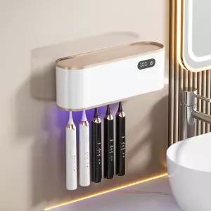 4인용 UV 칫솔 소독제 홀더 팬 건조 기능이 있는 욕실용 벽걸이 USB 충전식 클리너 및 살균기 드릴 설치