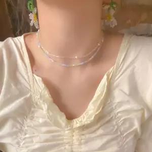 삐삐 비즈 투명 진주 초커 클리어 구슬 목걸이