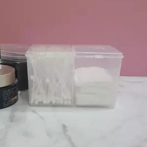 화장품케이스 화장솜 면봉 케이스 2구 투명 플라스틱 화장대 정리 소분 용기