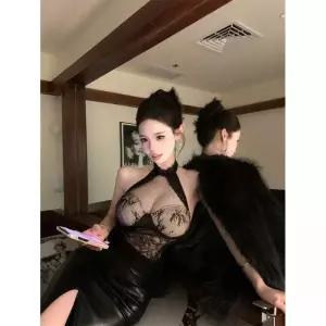 루타꽁몰 여친 베스트 동남아 부잣집레이스 홀터넥 톱 HO1