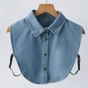 베이직 데님 넥케이프 페이크카라 이너셔츠 청 카라넥 crA7+5uWq