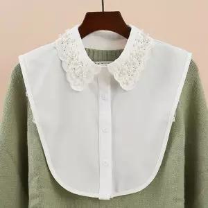 진주장식 자수 페이크 카라 넥 케이프 레이어드 카라 Xez9+3ZAJ