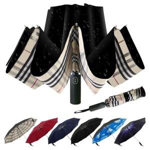 LLancury 컴팩트 여행용 우산 44인치 캐노피 자동 개폐 방풍 210T 폰지 8립 섬유 유리 미니 휴대용 비/태양