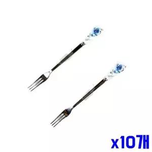 bns 블루 컬러 티포크 2P x10개 손님용포크 디저트포크