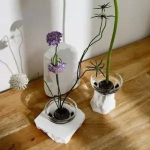 플렌테리어 꽃꽂이 침봉 미니 투명 수반 화병 세트