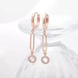 골드핀귀걸이 원터치링 귀걸이 금침 큐빅 넬리 롱 라운드 드롭 14K