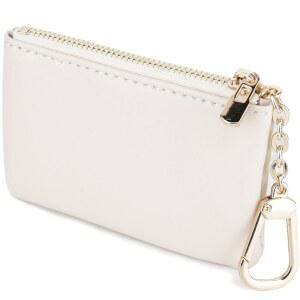 남성용 키 체인 링 지퍼가 달린 베키 코인 지갑 변경 미니 패셔너블 가방 펜던트 가죽 클래식 클러치 지갑(단색-흰색)