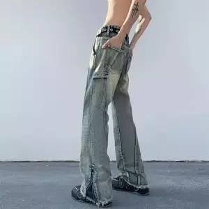 바지 남성용 봄 빈티지 슬림 청바지 일자핏 하이스트리트 힙합 워싱 부츠컷 바이브 와이드 M스포1