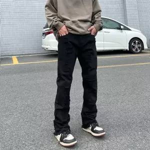 바지 블랙 빈티지 봄 남친 청바지 맨인스패션 부츠컷 퍼가공 일자핏 슬림 하이웨이브 M스포1