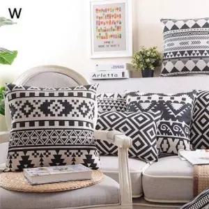 쿠션커버 블랙 패턴 패브릭 쿠션 커버