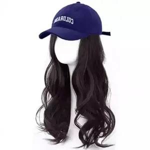 [에이치플러스몰]볼캡 모자 캡형 레터링 가발 여자 웨이브 롱가발 스타일