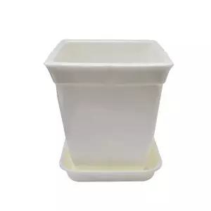 [콩심팥심]정사각 백색 도자기느낌 플라스틱화분 4호