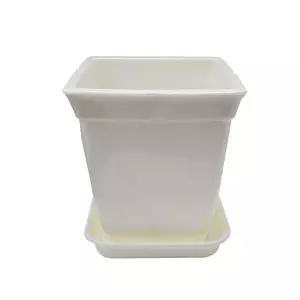 정사각 백색 도자기느낌 플라스틱화분 4호