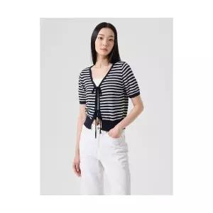 매장정품 에잇세컨즈 8SECONDS 스트라이프 레이스업 반소매 카디건 네이비 (35455AMQ6R) 35455AMQ6R 679282
