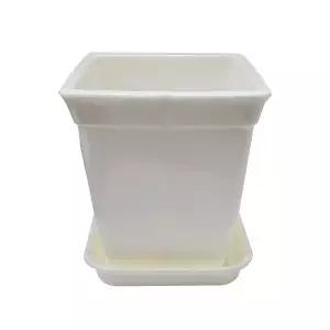정사각 백색 도자기느낌 플라스틱화분 5호