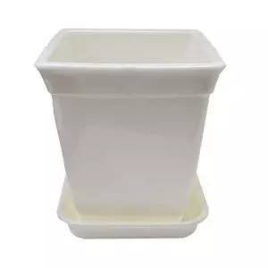 정사각 백색 도자기느낌 플라스틱화분 6호