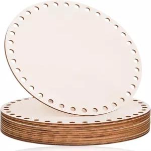 AWIZOM 12개 나무 바구니 바닥 8인치 원형 원 직조 뜨개질 또는 공예 홈 데코레이션 구멍 8mm