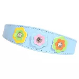 강아지 목줄 플라워 가죽 블루 L 1P 반려견 목걸이 강아지목줄 애견목줄 개목걸이 가죽목줄