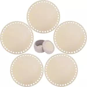 5개의 천연 나무 바구니 원 바닥 빈 코바늘 뜨개질 셰이퍼 DIY 공예 직조 제작 용품을 위한 받침대